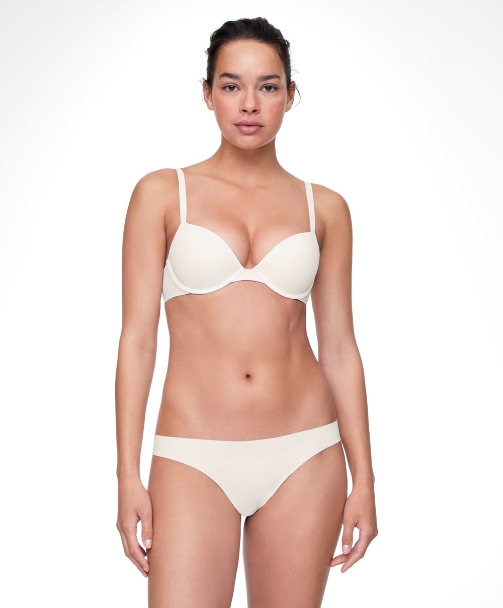 Oysho Invisible Polyamide Tanga Pale Ecru | AVELZF-726