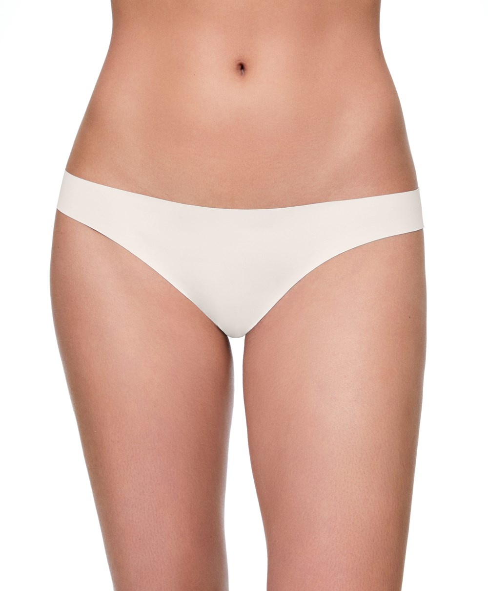 Oysho Invisible Polyamide Tanga Pale Ecru | AVELZF-726