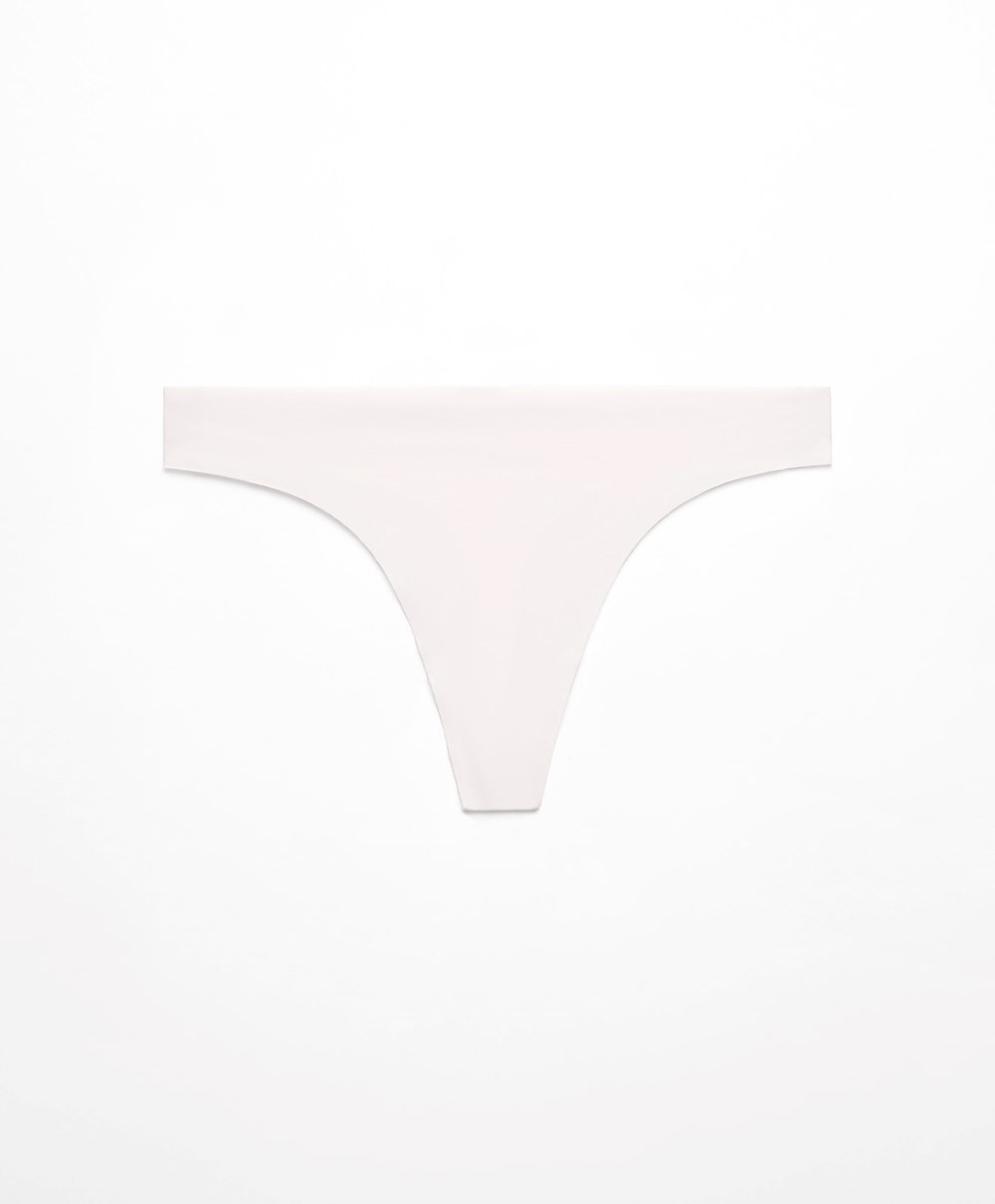 Oysho Invisible Polyamide Tanga Pale Ecru | AVELZF-726