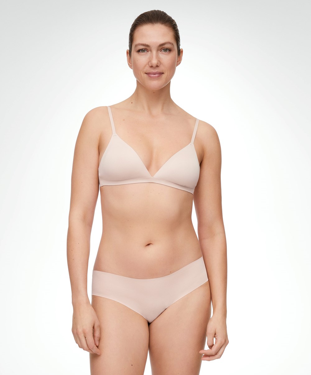 Oysho Invisible Polyamide Triangle Bra Almond | NDPFTX-296