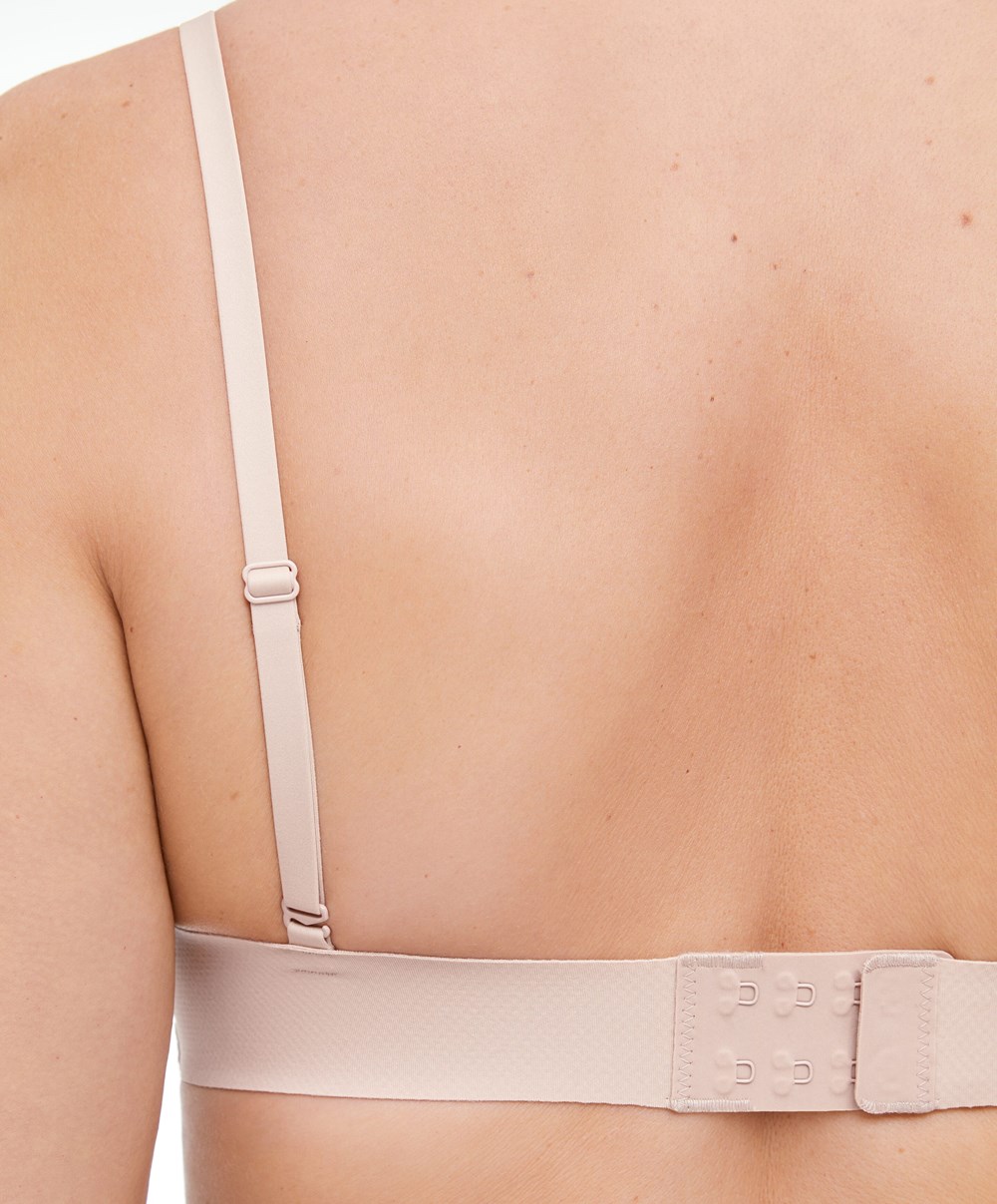 Oysho Invisible Polyamide Triangle Bra Almond | NDPFTX-296