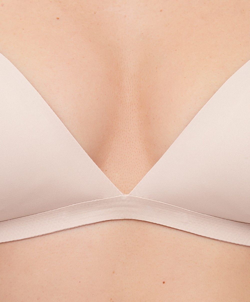 Oysho Invisible Polyamide Triangle Bra Almond | NDPFTX-296