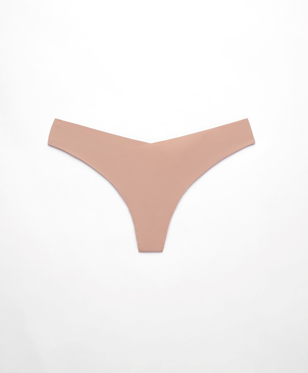 Oysho Invisible “v”-cut Tanga Bézs | DVEFNY-072