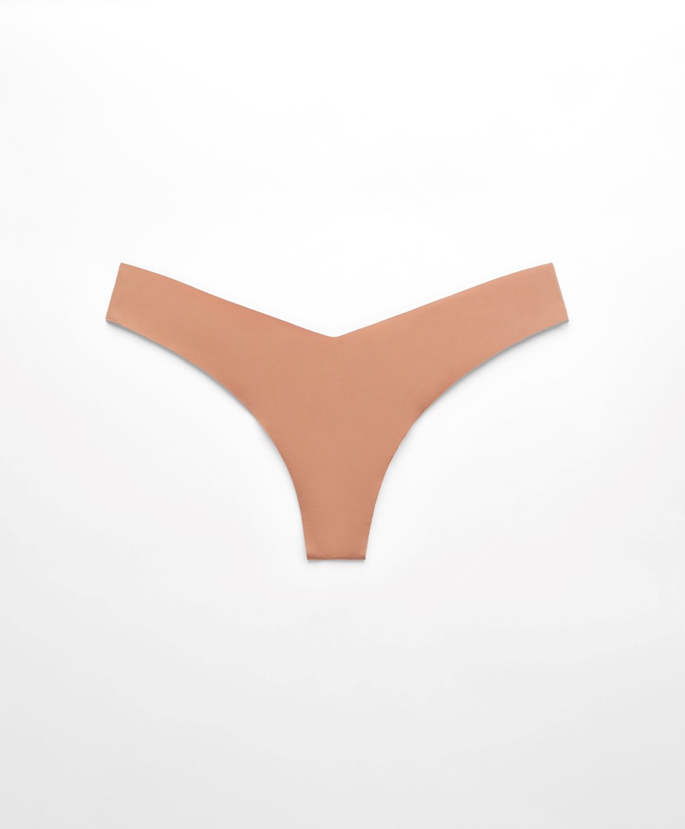 Oysho Invisible “v”-cut Tanga Tan | UJFLIY-135