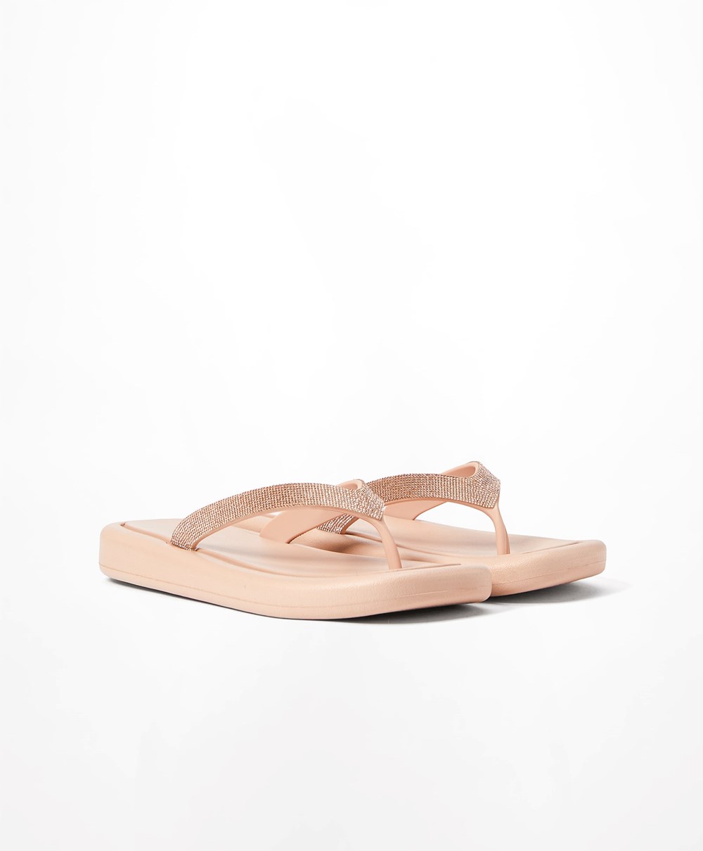 Oysho Jewel Beach Sandals Bézs Rózsaszín | ASBEIX-439