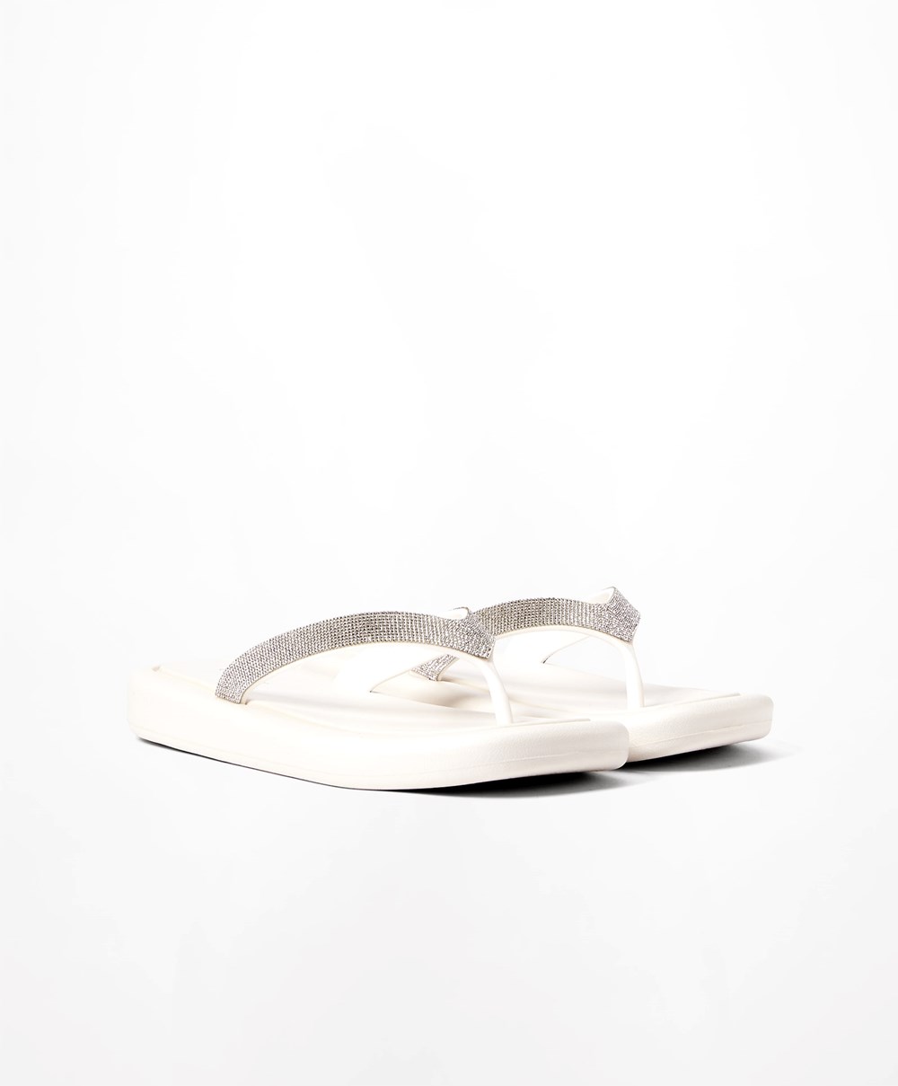 Oysho Jewel Beach Sandals Fehér | FMPSCB-613