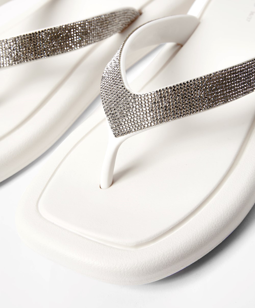 Oysho Jewel Beach Sandals Fehér | FMPSCB-613