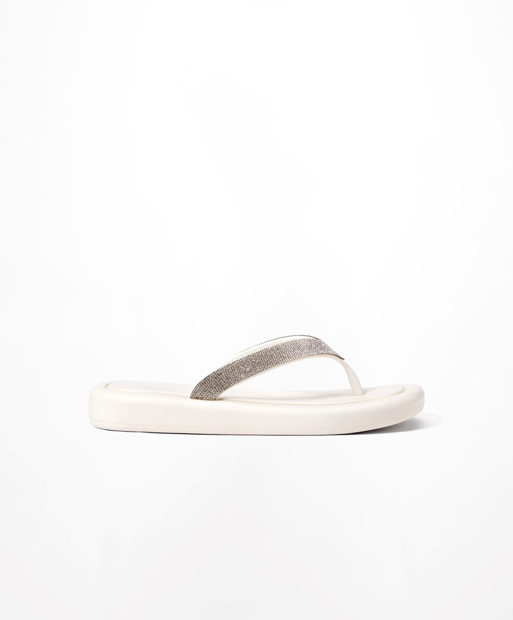 Oysho Jewel Beach Sandals Fehér | FMPSCB-613