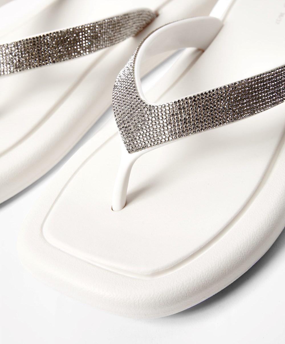 Oysho Jewel Beach Sandals Fehér | HLUTGF-564