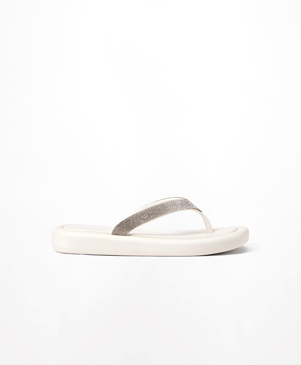 Oysho Jewel Beach Sandals Fehér | HLUTGF-564