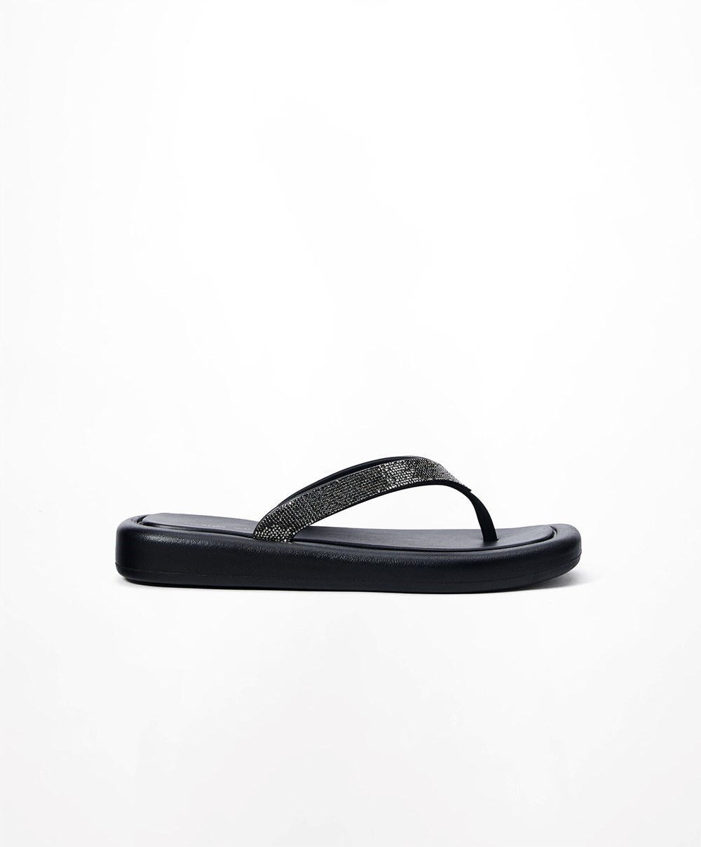 Oysho Jewel Beach Sandals Fekete | IXBUJY-105