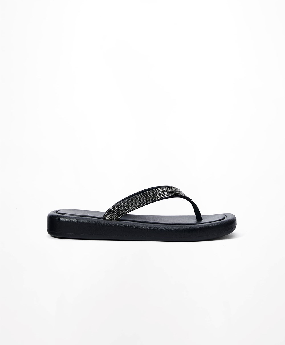 Oysho Jewel Beach Sandals Fekete | PWUHIB-830