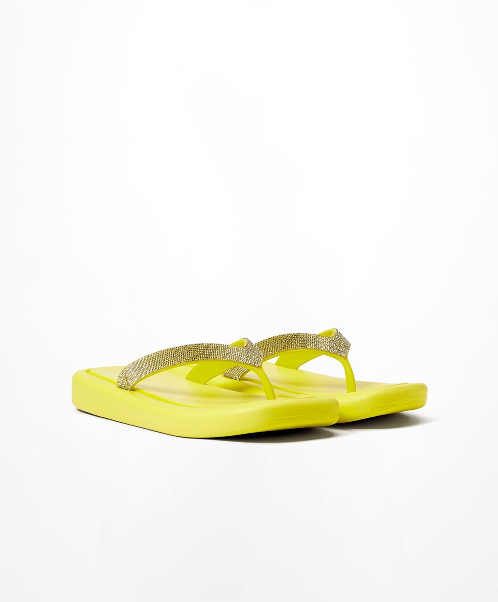 Oysho Jewel Beach Sandals Sárga | DCVPZU-824