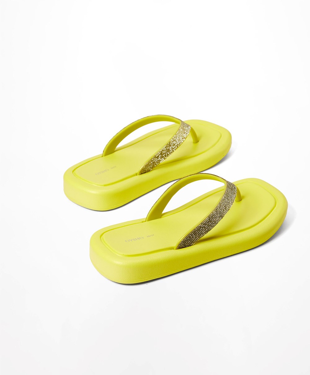 Oysho Jewel Beach Sandals Sárga | DCVPZU-824