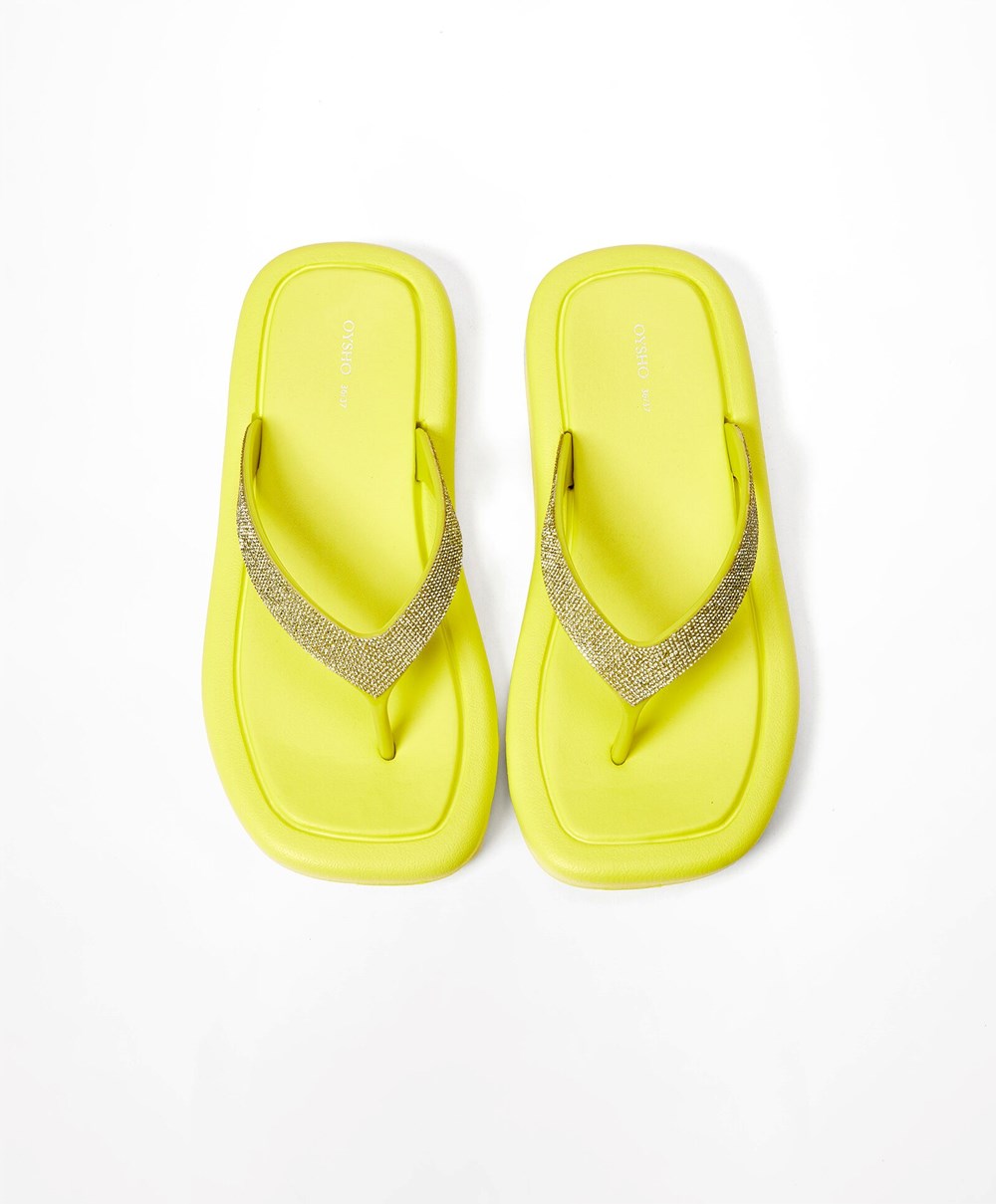 Oysho Jewel Beach Sandals Sárga | GBFPQN-564