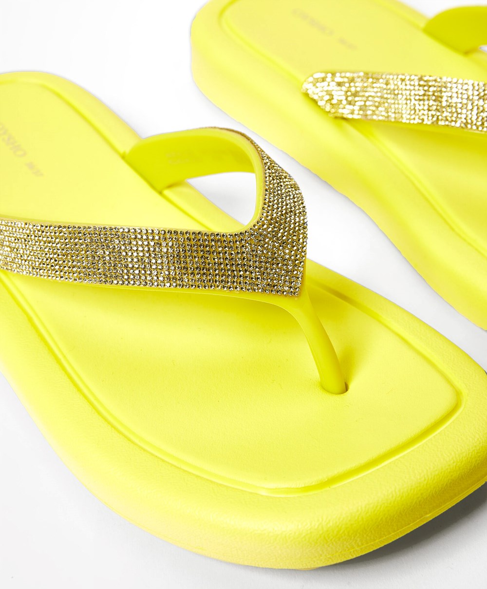 Oysho Jewel Beach Sandals Sárga | GBFPQN-564