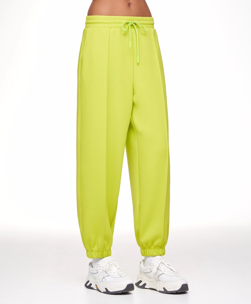 Oysho Joggers With Interlock Detail Lime | KOJWBP-953