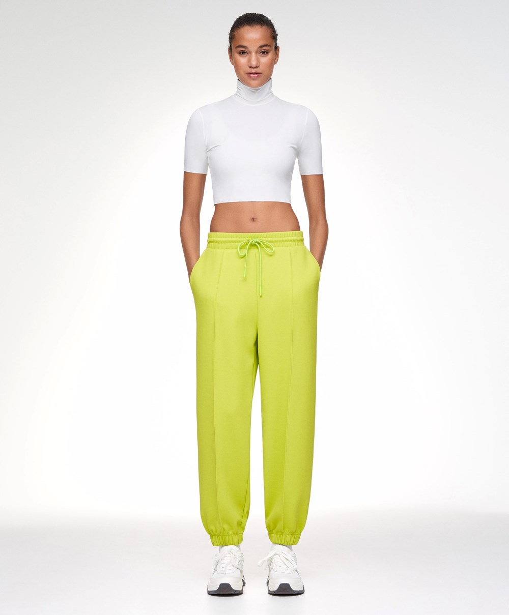 Oysho Joggers With Interlock Detail Lime | KOJWBP-953