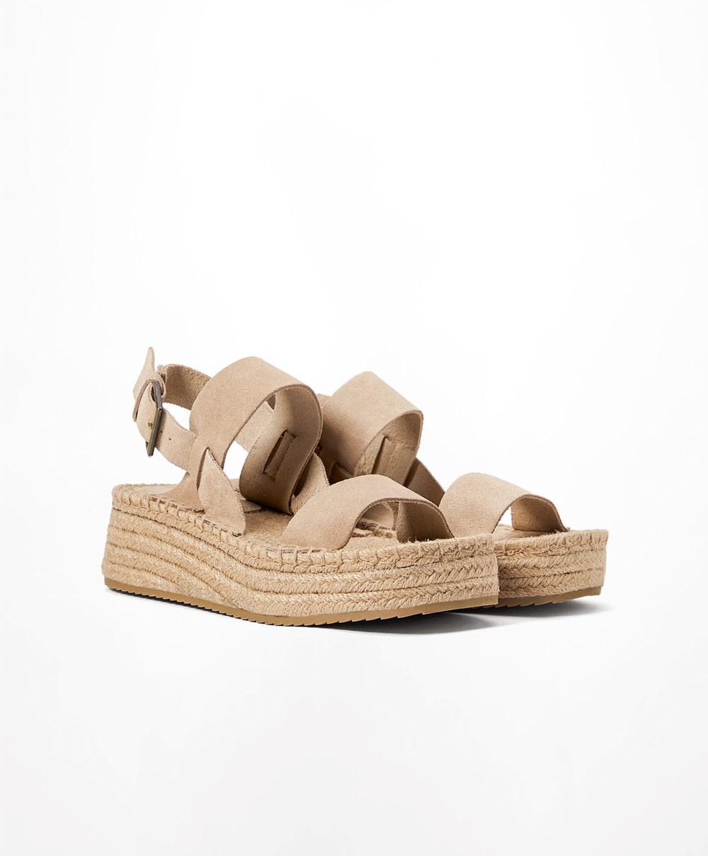 Oysho Jute Wedges With Split Velúr Barna | GTBNYS-865