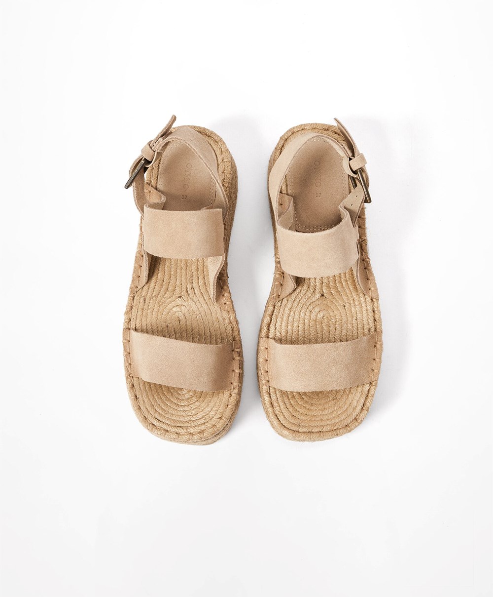 Oysho Jute Wedges With Split Velúr Barna | GTBNYS-865