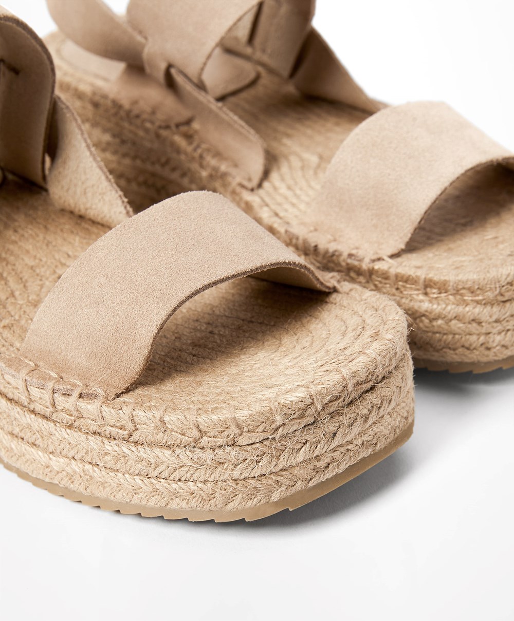 Oysho Jute Wedges With Split Velúr Barna | GTBNYS-865