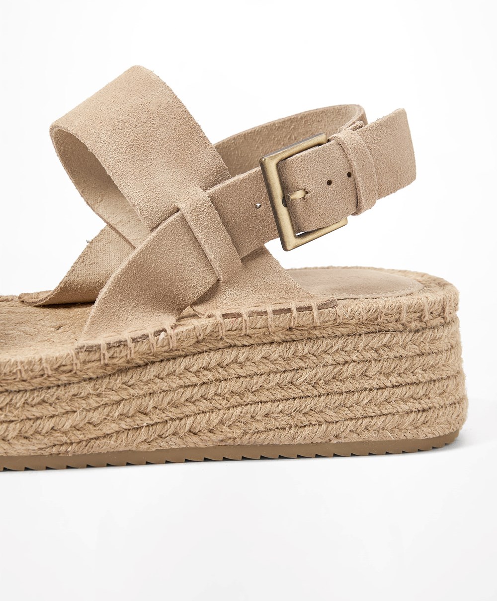 Oysho Jute Wedges With Split Velúr Barna | GTBNYS-865