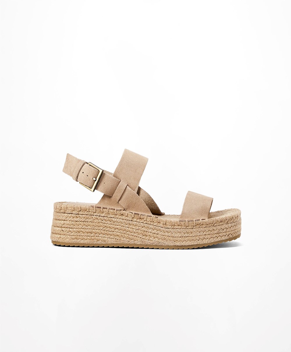 Oysho Jute Wedges With Split Velúr Barna | SVOHEB-849