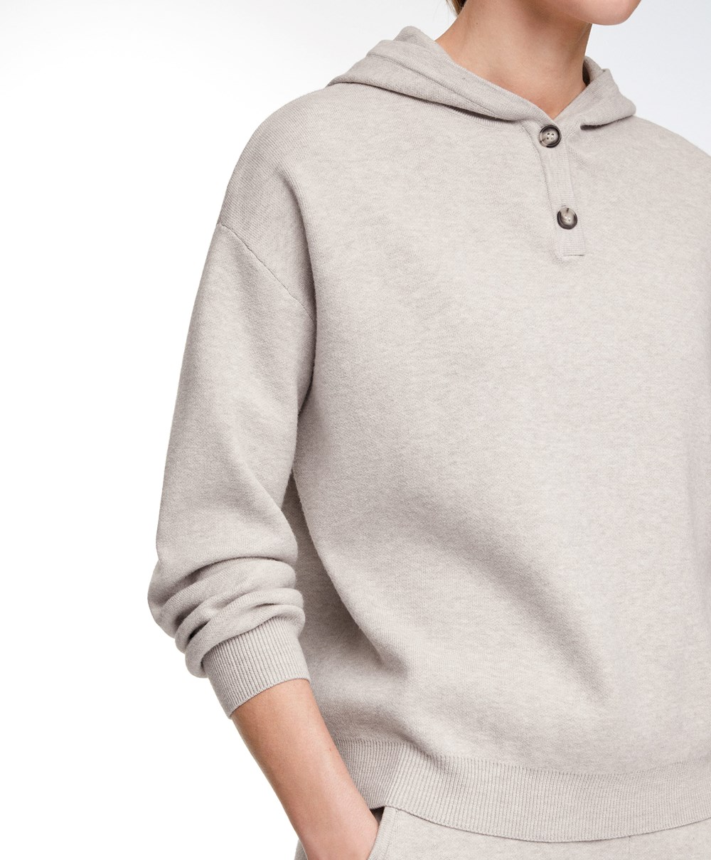 Oysho Knit Csuklyás Jumper Stone | MWGYLX-625