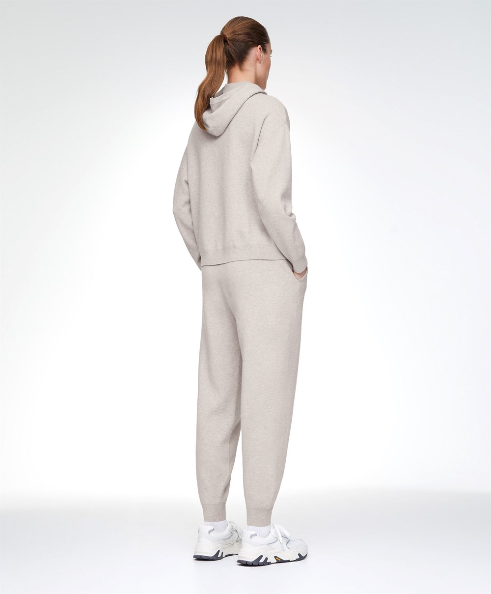 Oysho Knit Csuklyás Jumper Stone | MWGYLX-625