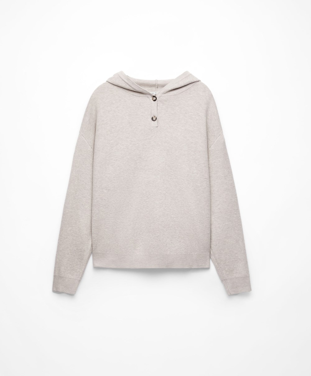 Oysho Knit Csuklyás Jumper Stone | MWGYLX-625