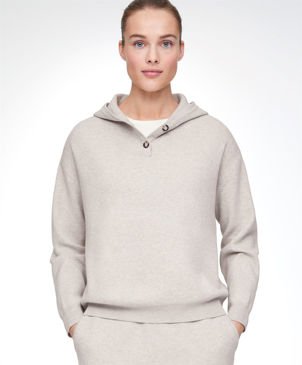 Oysho Knit Csuklyás Jumper Stone | MWGYLX-625