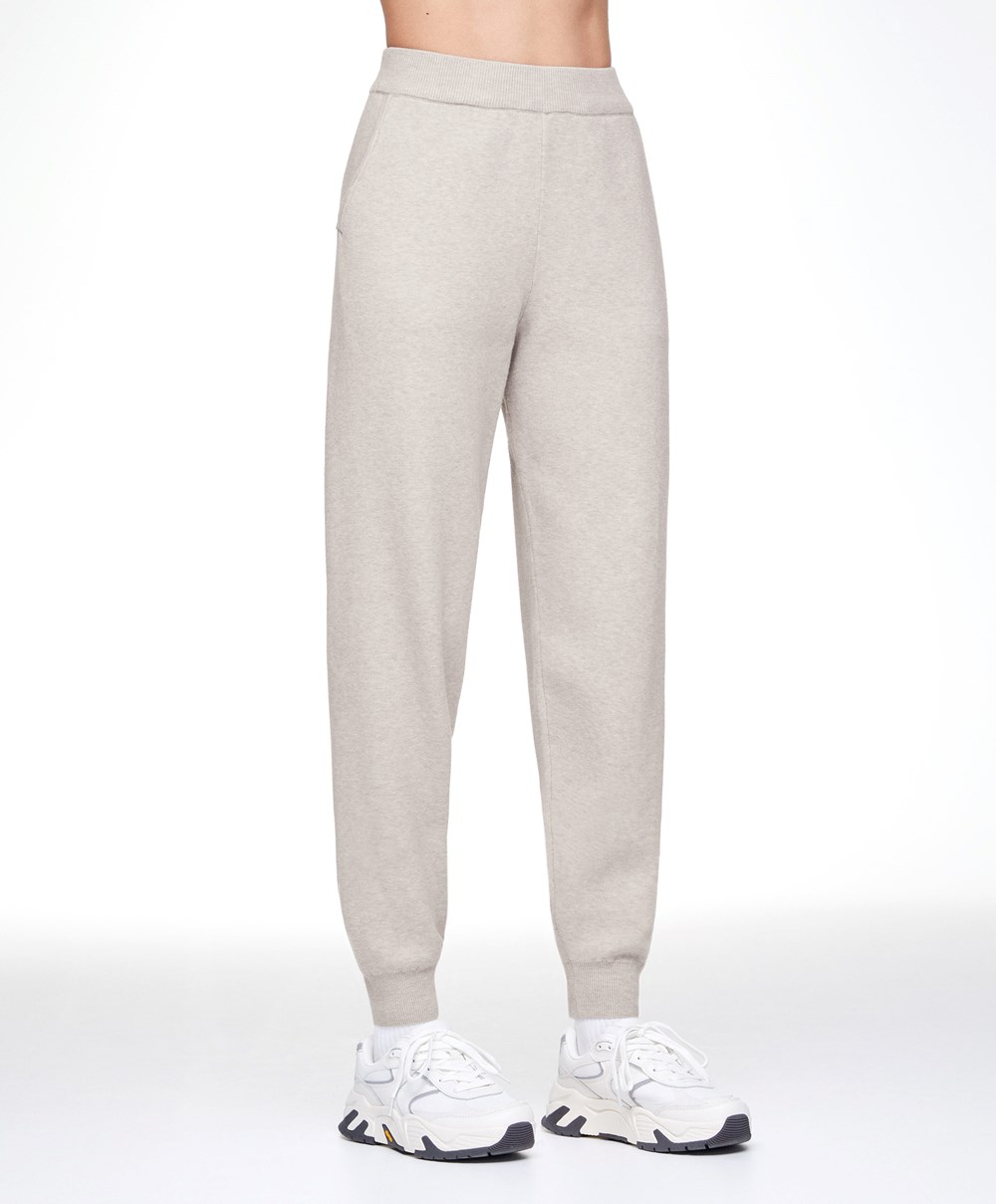 Oysho Knit Joggers Stone | KDXJZE-237