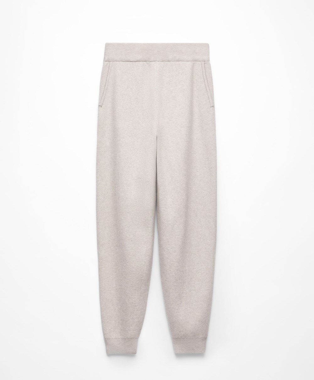 Oysho Knit Joggers Stone | KDXJZE-237