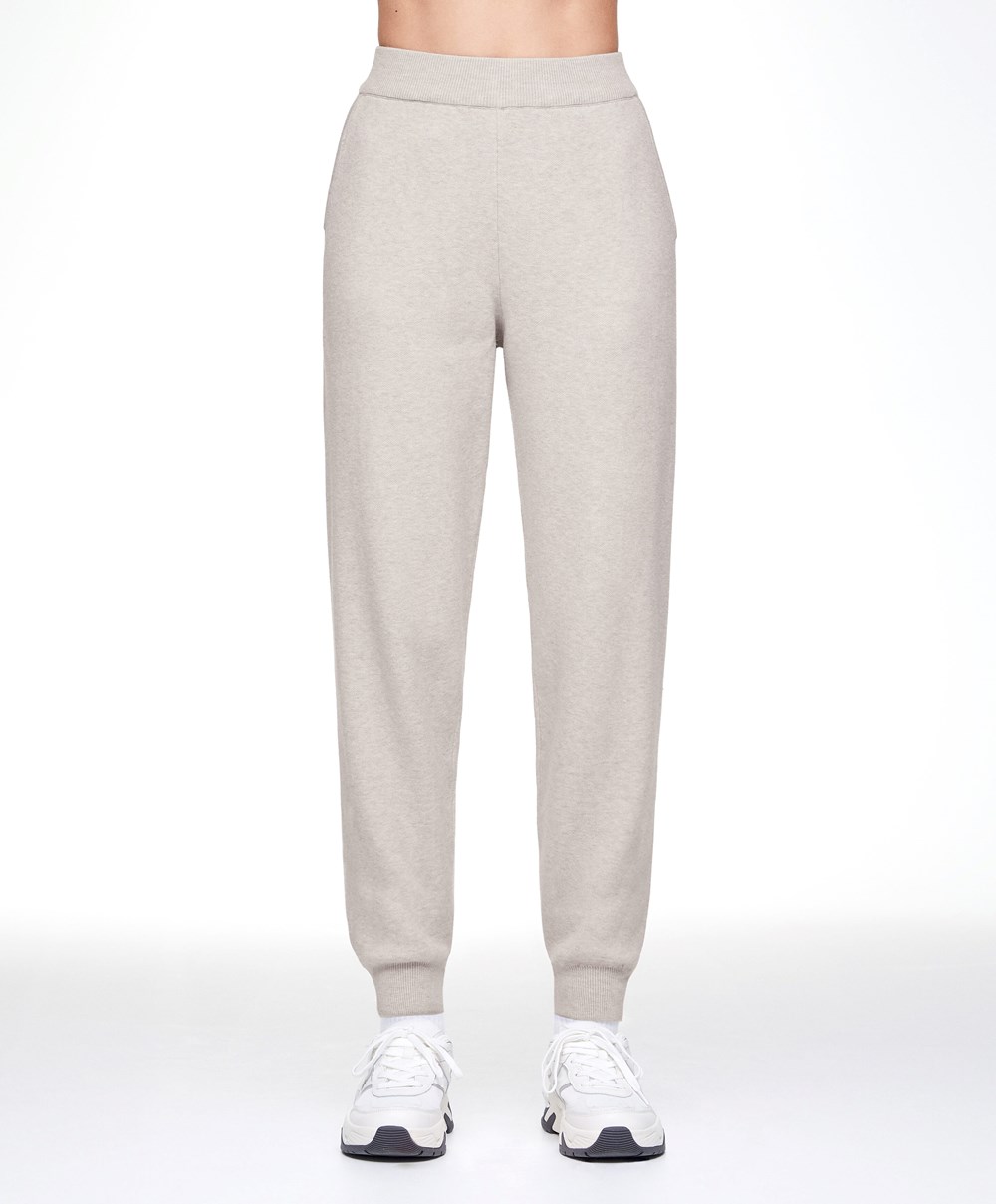 Oysho Knit Joggers Stone | KDXJZE-237