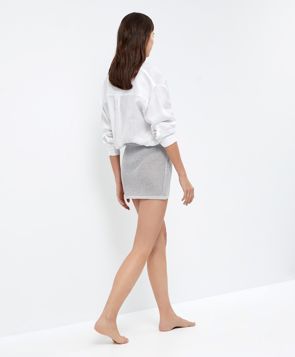 Oysho Knit Mini Skirt Titán | JRPBTG-760