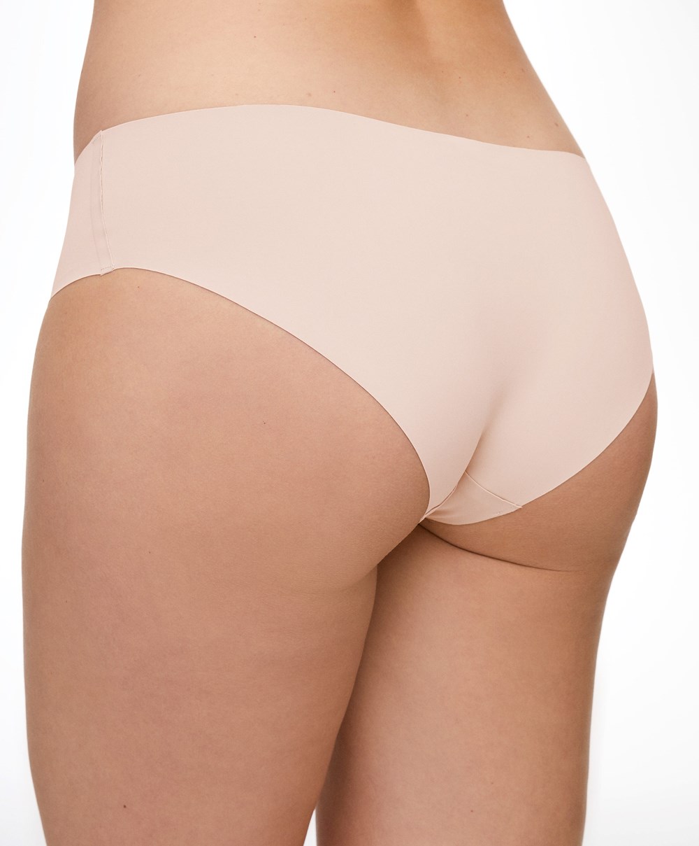 Oysho Laser-cut Invisible Classic Briefs Almond | DWCEVZ-670