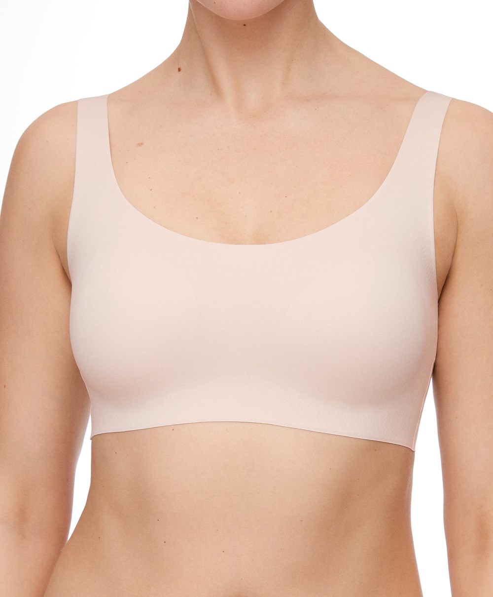 Oysho Laser-cut Invisible T-shirt Bra Top Almond | ABLYHW-201