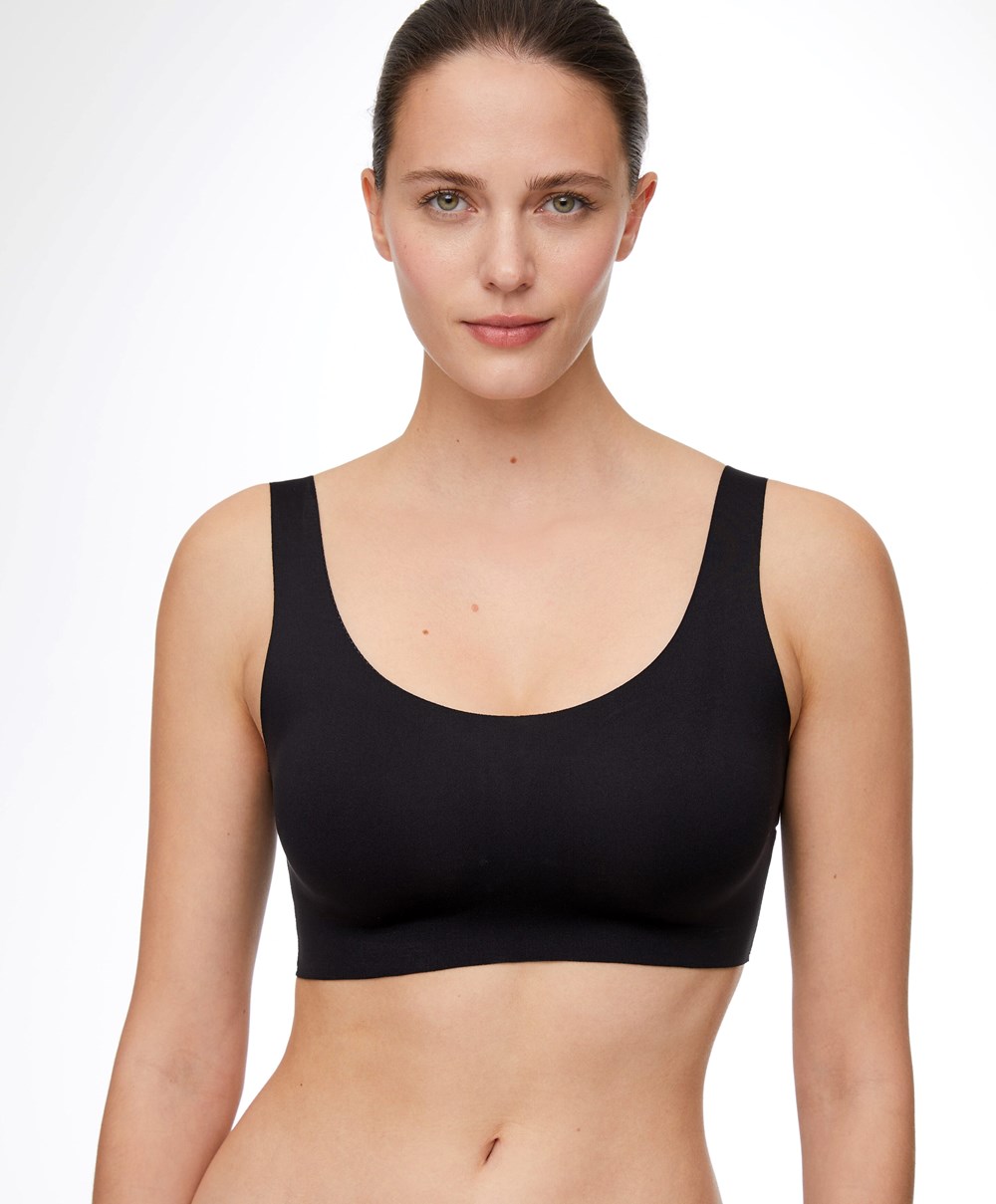 Oysho Laser-cut Invisible T-shirt Bra Top Fekete | DETJQV-608