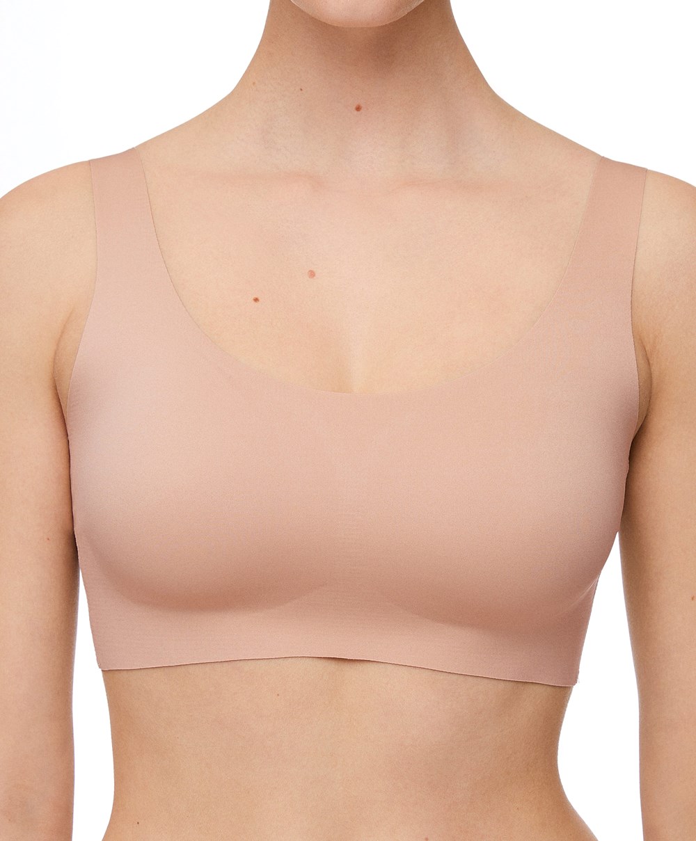 Oysho Laser-cut Invisible T-shirt Bra Top Bézs | KUYRLD-027