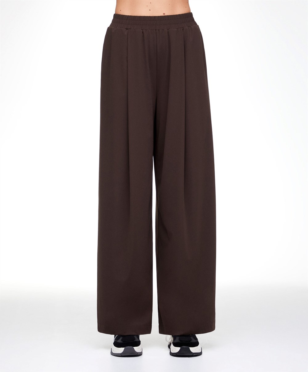 Oysho Light Touch Oversize Egyenes-leg Trousers Barna | RDJUSZ-172