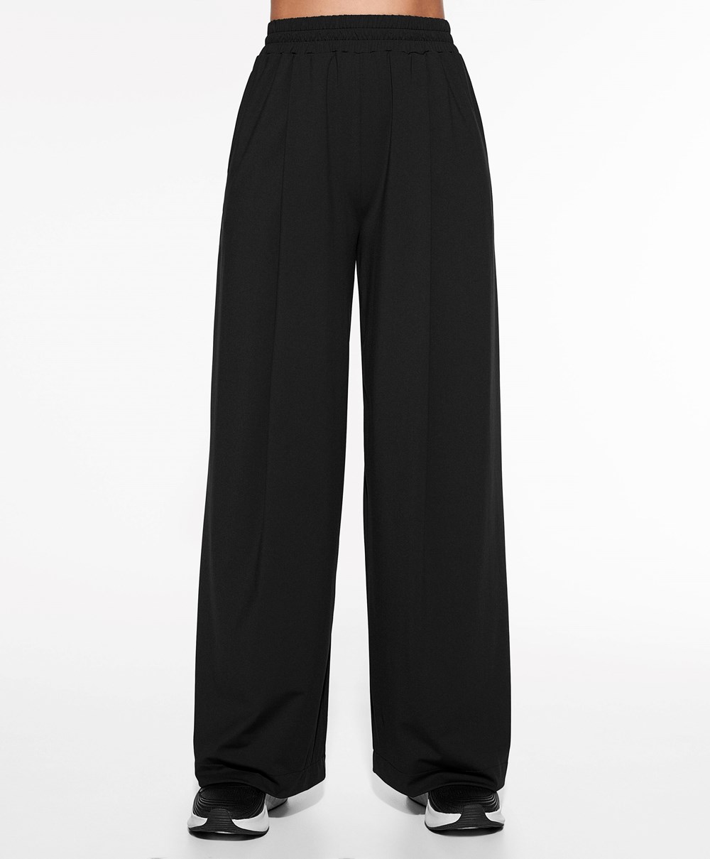 Oysho Light Touch Oversize Egyenes-leg Trousers Fekete | VHBUZF-296