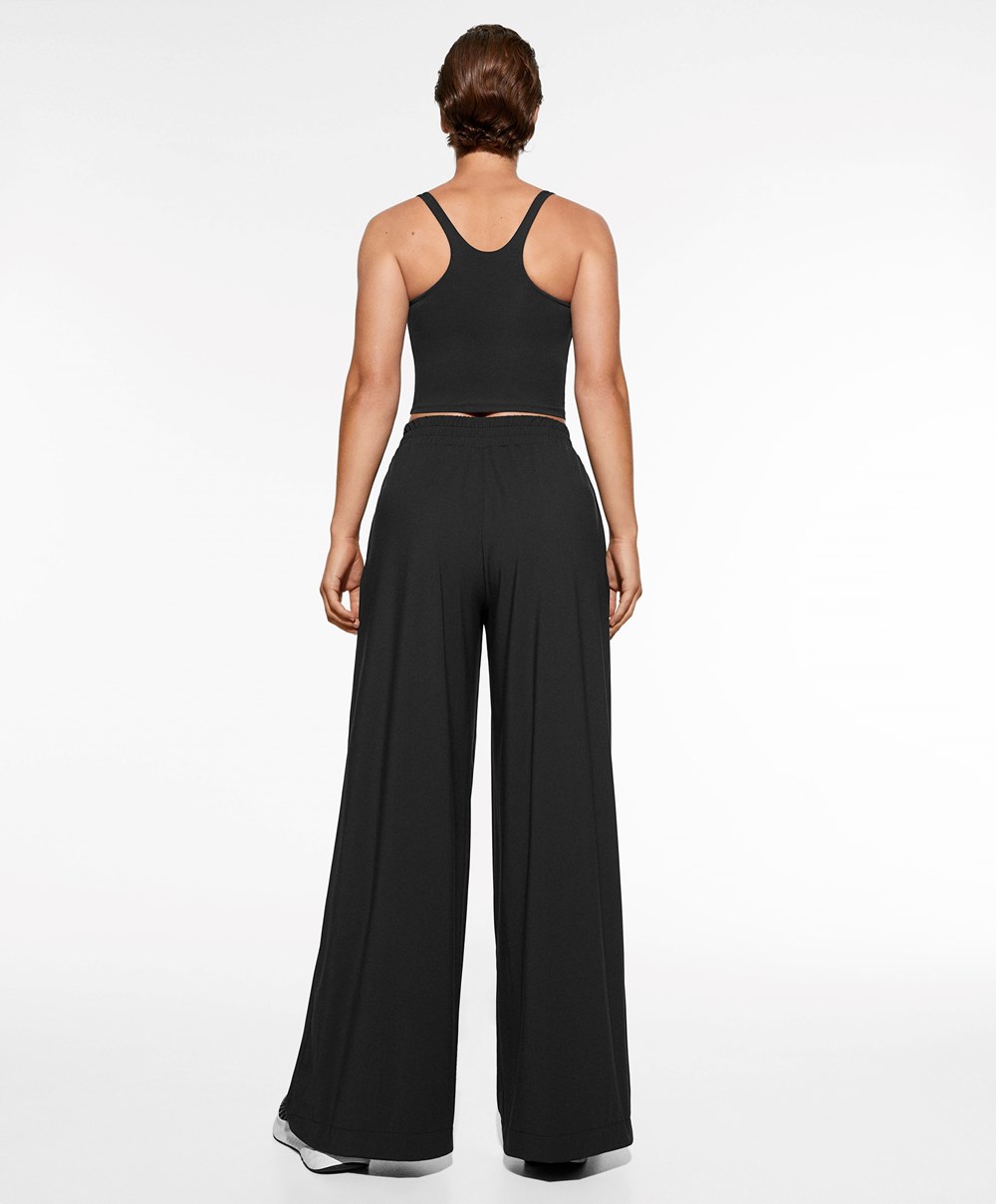 Oysho Light Touch Oversize Egyenes-leg Trousers Fekete | VHBUZF-296