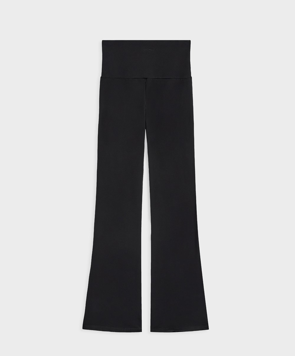 Oysho Light Warm Flare Trousers Fekete | WGYJUI-120