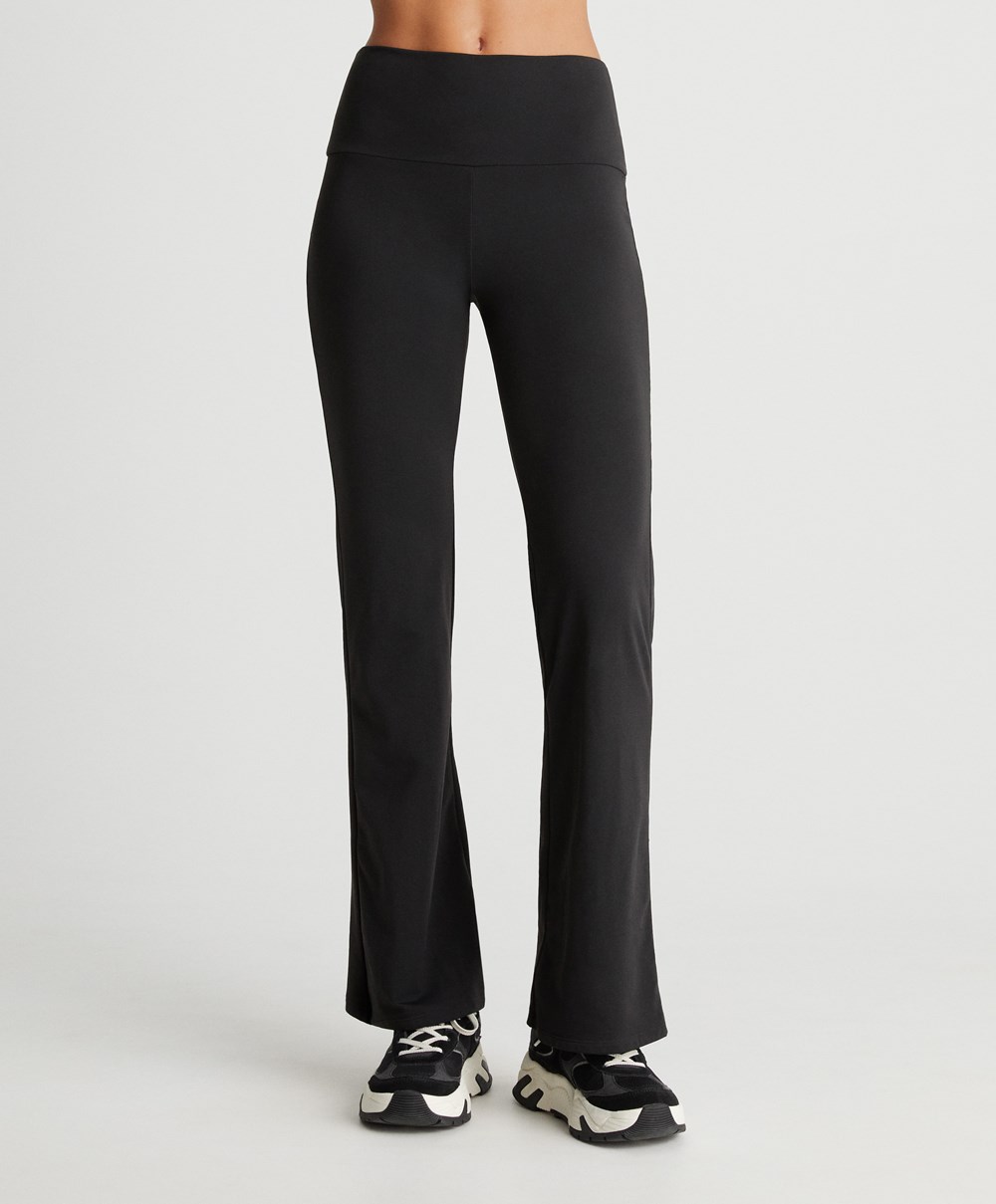 Oysho Light Warm Flare Trousers Fekete | WGYJUI-120