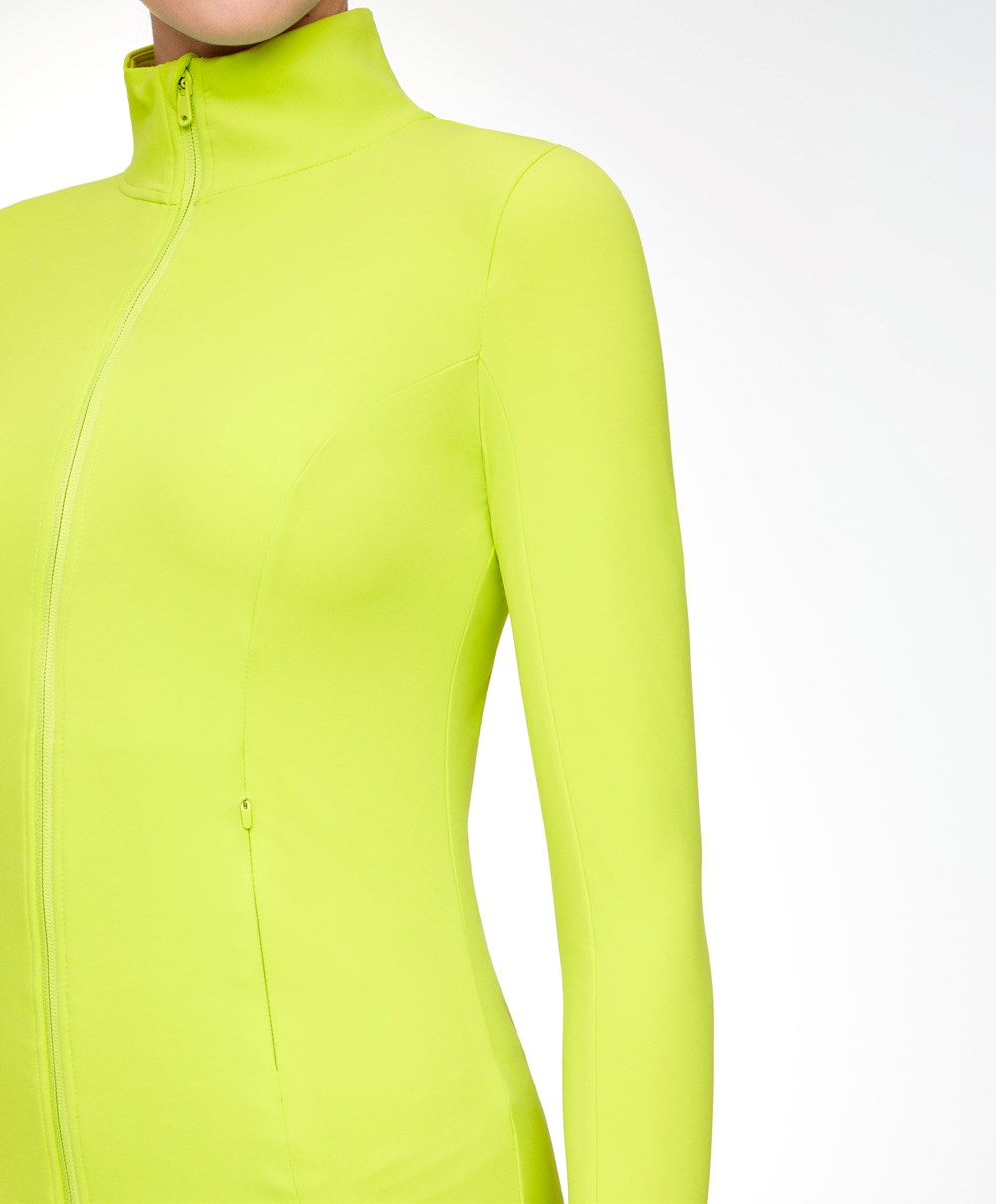 Oysho Light Warm Futó Jacket Lime | IUZPBK-962