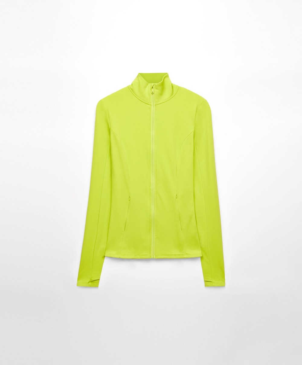 Oysho Light Warm Futó Jacket Lime | IUZPBK-962