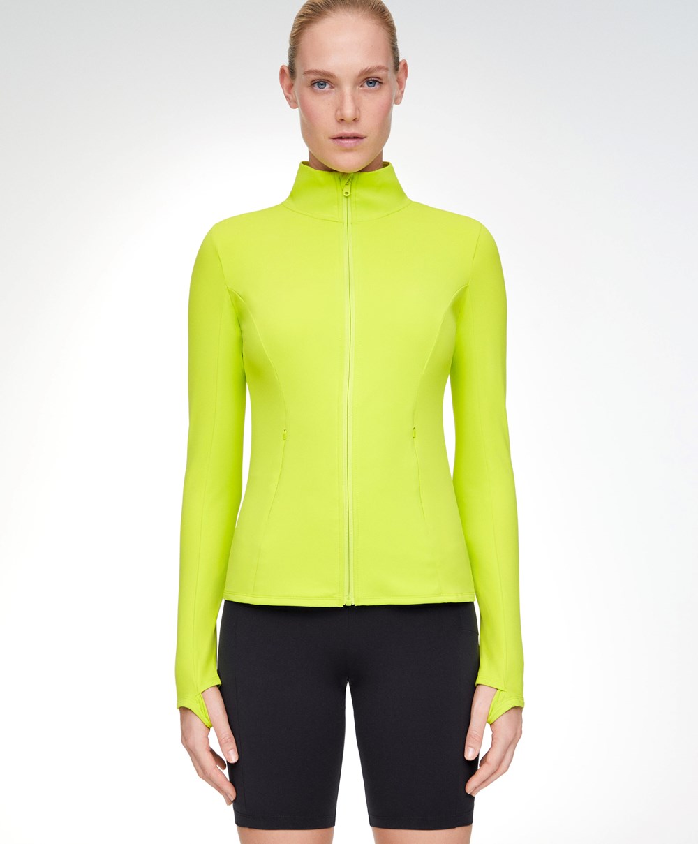 Oysho Light Warm Futó Jacket Lime | IUZPBK-962