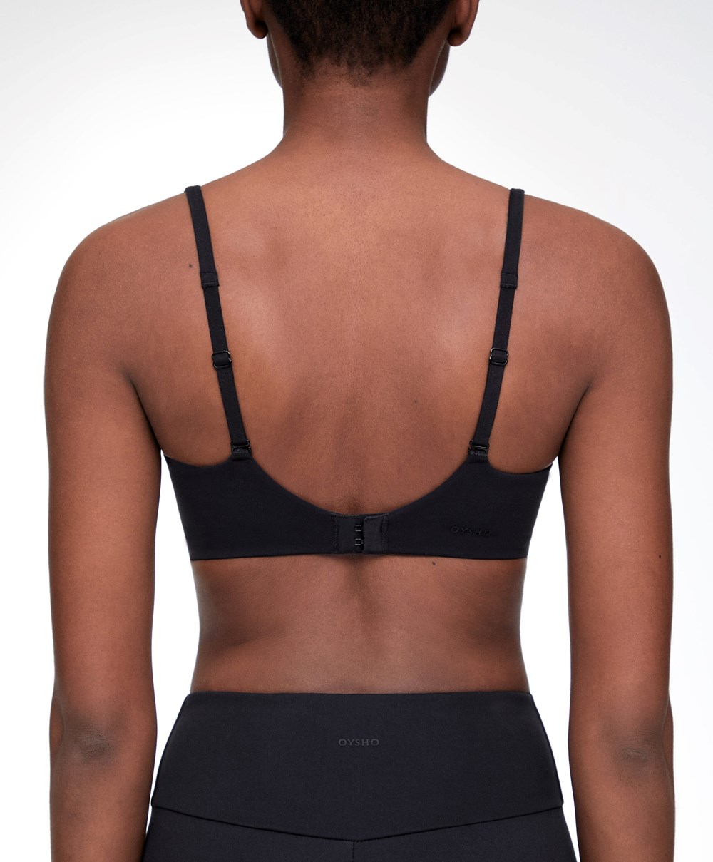 Oysho Light-support Sports Bra Fekete | LWATEX-578