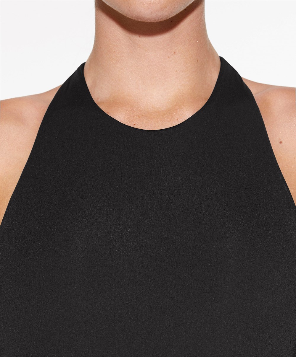 Oysho Light-touch Halter Ruha Fekete | DUBZCH-324