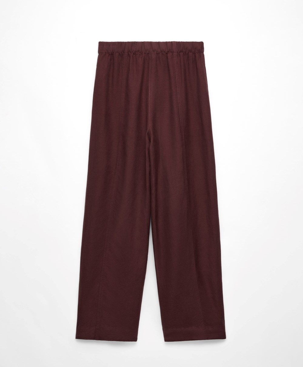 Oysho Linen Barrel Trousers Csokoládé | GBQNHF-079